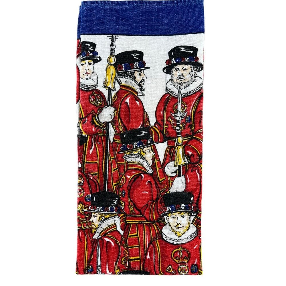 Irish Guards Dish Tea Towel Vintage 2889 Red Blue White Linen Cotton Blend - Picture 6 of 8